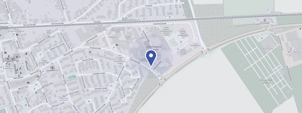 Karte: WG Fahrzeugtechnik, Gutenbergstraße 22 im Gewerbegebiet Büttgen in Kaarst